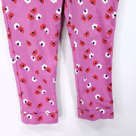 Boden Pants Womens 8P Pink Floral Ankle Preppy Casual Stretch Trousers - Picture 13 of 14